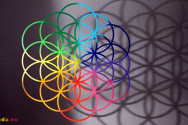 Flower of life rainbow color wooden