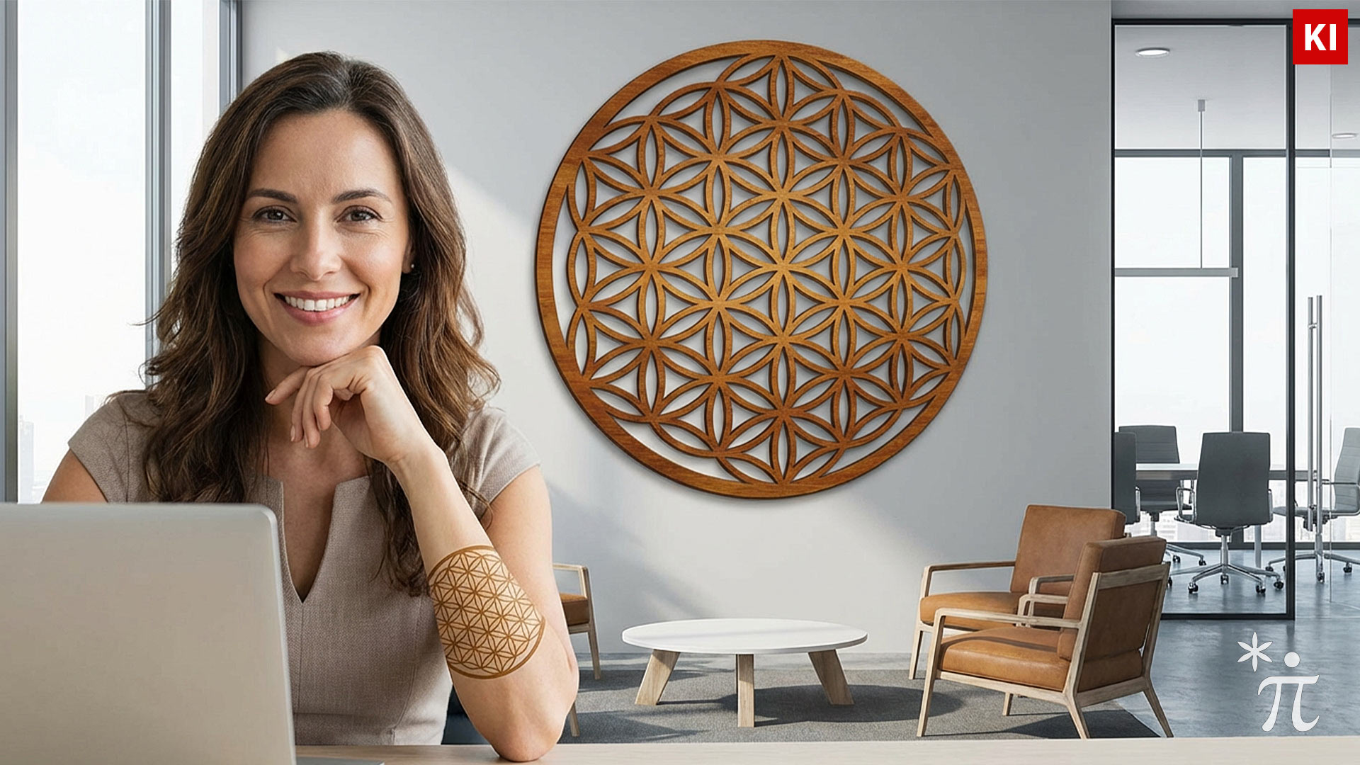 Tattoo-Wandornament-Blume-des-Lebens-Holz-100cm Tattoo Wandornament Blume des Lebens Holz 100cm