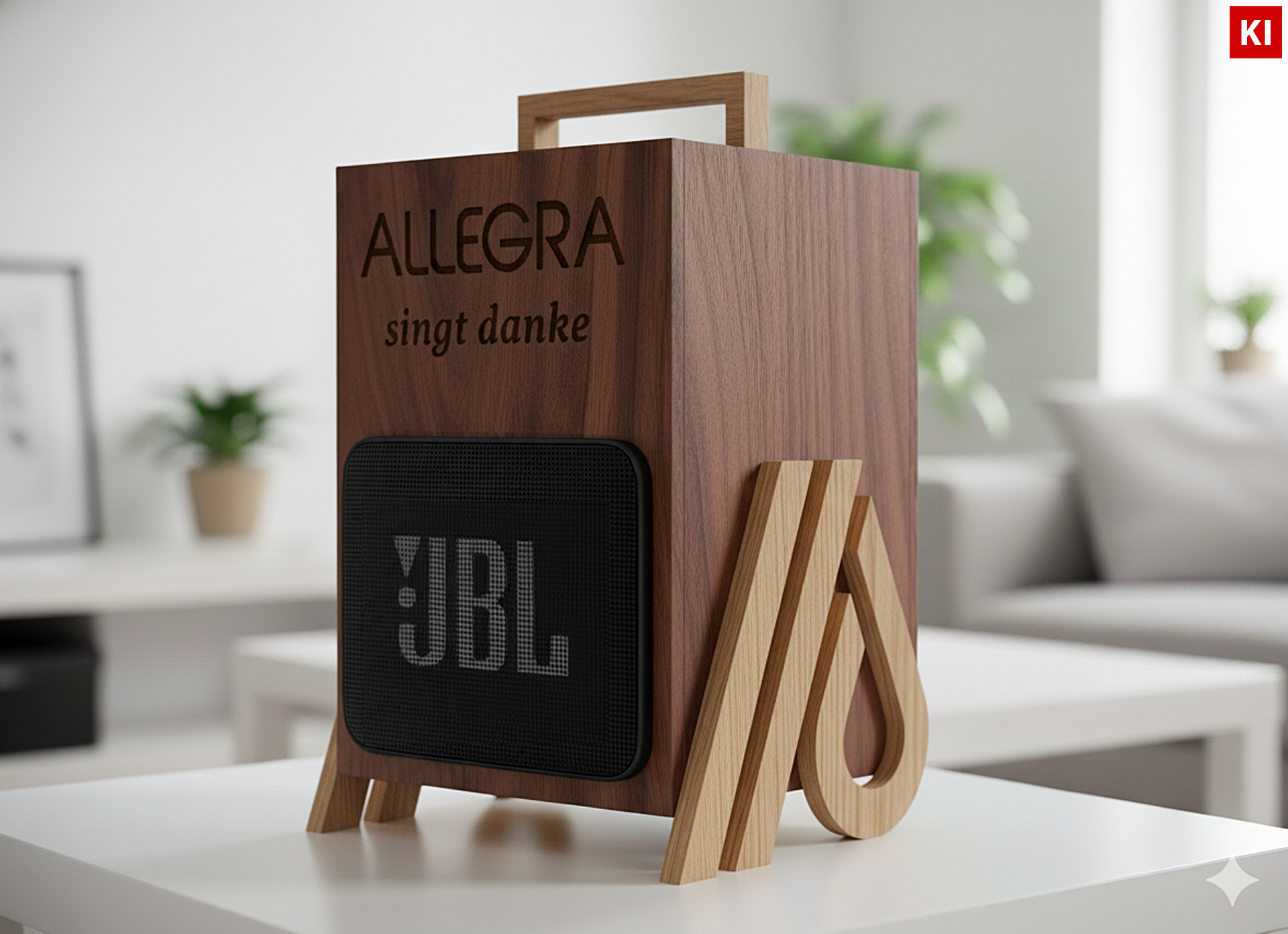 Soundbox Merchandising Nussbaum Eiche Gravur